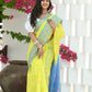 Beatitude Yellow Slub Cotton Floral Jamdani Saree