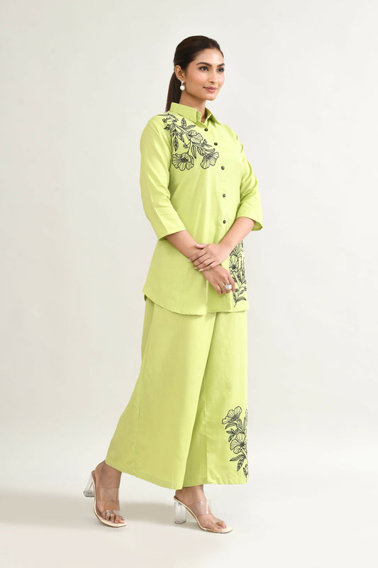 Joban Fashion Parrot Green Cotton Coord Set - Swadesiicart