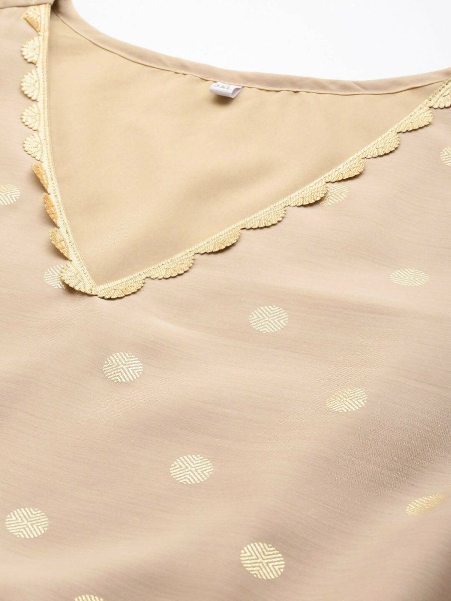 Ahalyaa Women's Traditional wear Ethnic Dress - Tan | Swadesiicart