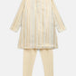 Ahalyaa Cream Crepe Foil Print Kids Kurta Churidar Set For Boys | Swadesiicart