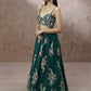 House of Panchhi Teal - Pure Georgette Thread & Sequins Work Lehenga | Swadesiicart