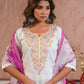 Ethnic Festive Wear Viscose Chanderi White Stitched Suit With Dupatta - Tanisha | Swadesiicart