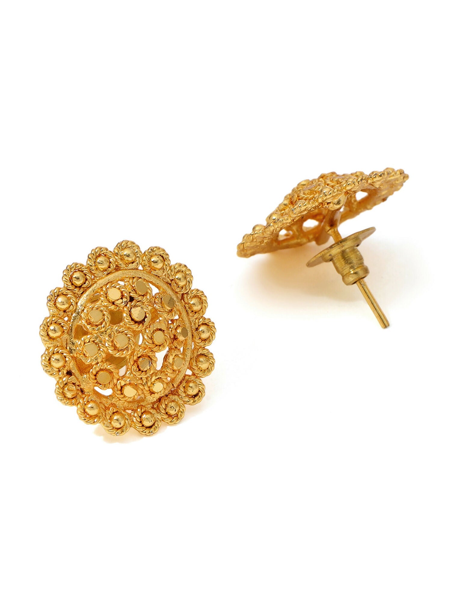 Ruby Raang Golden Necklace with Studs | Swadesiicart