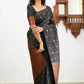 DEIANA'S Beautiful Designer Golden zari Soft Lichi Silk Saree - Black - Swadesiicart