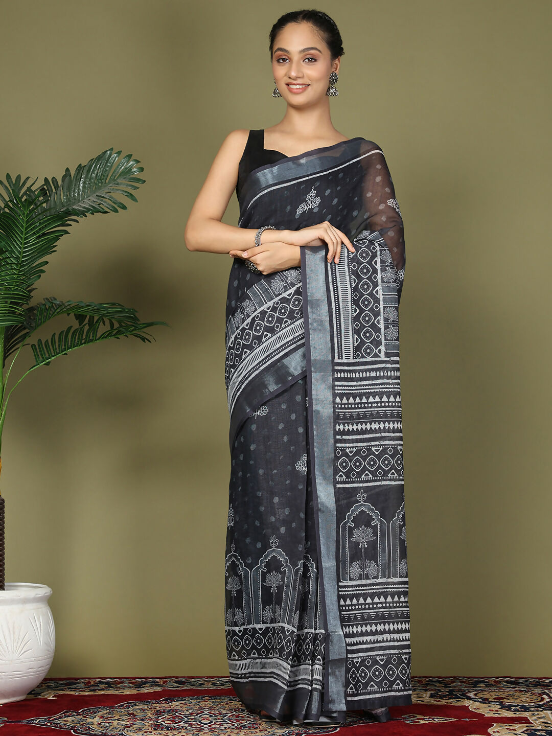 Shree Shyam Fashion Cotton Black Saree