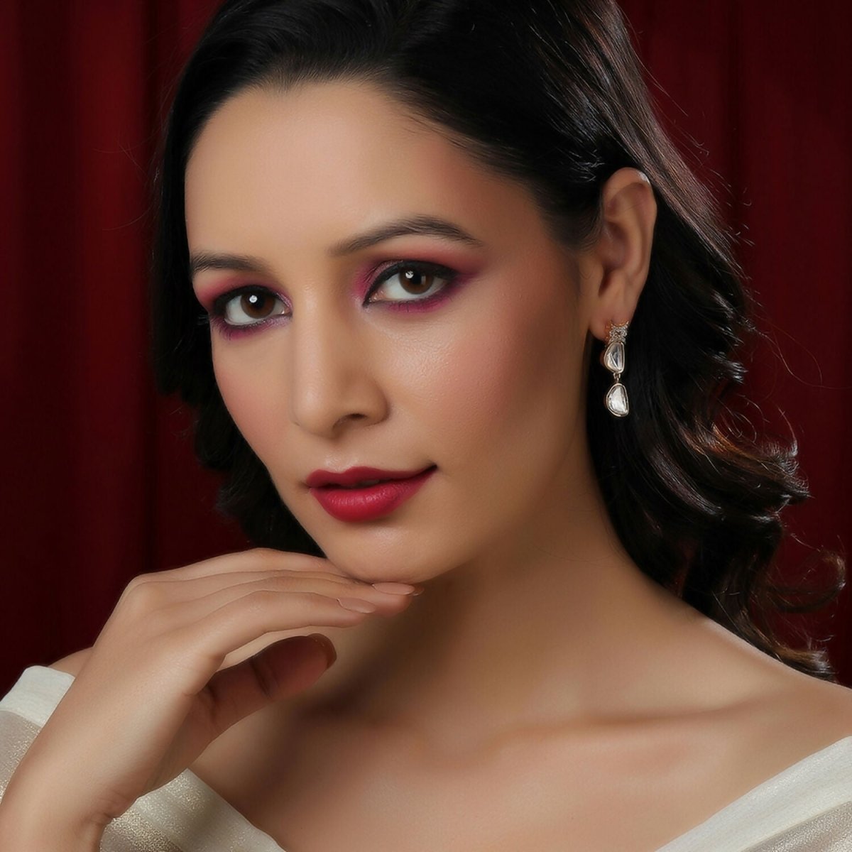 Ambi Diamond and Gold Earrings (Gold) - Ruby Raang - Swadesiicart