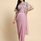 Pink Chiffon Solid Ready to wear Saree with stitched Blouse - Aayan | Swadesiicart