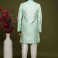 Raivat Ethnic Banarasi Jacquard Embroidery Semi Indo Western Sherwani In Pista Green Colour | Swadesiicart