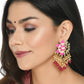 Mominos Fashion Johar Kamal Gold-Polished Kundan Pink Meenakari Earrings - Swadesiicart