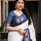 Nblue Silk Zari Woven Saree with Unstitched Blouse - Hiral Fashion | Swadesiicart