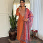 The52 Orange Women's Gorgeous Embroidered Rayon Fabric with Straight Kurta, Pant and Dupatta Set - Swadesiicart