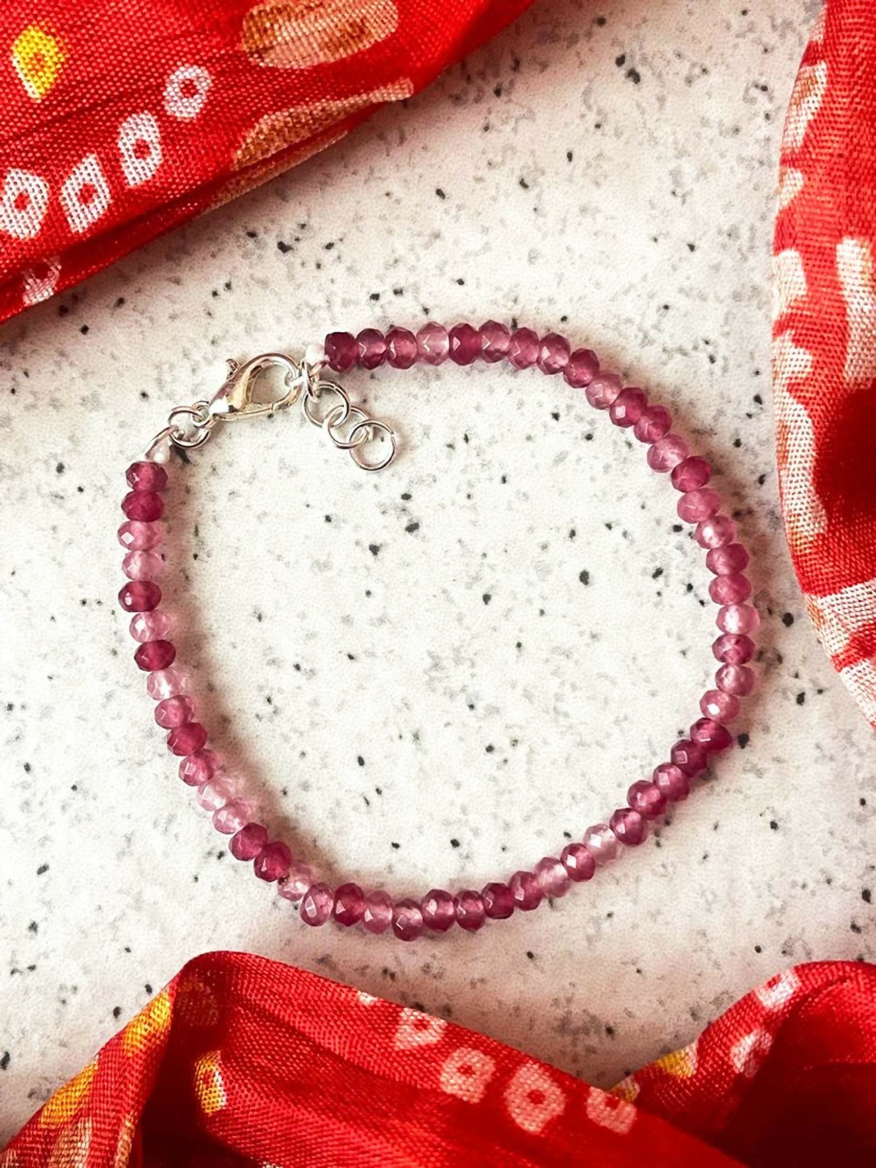 Joban Fashion Onion Pink Glass Glass Beads Trendy Bracelets | Swadesiicart