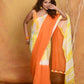Very Much Indian Tie & Dye Handloom Mul Cotton Saree - Orange Yellow | Swadesiicart