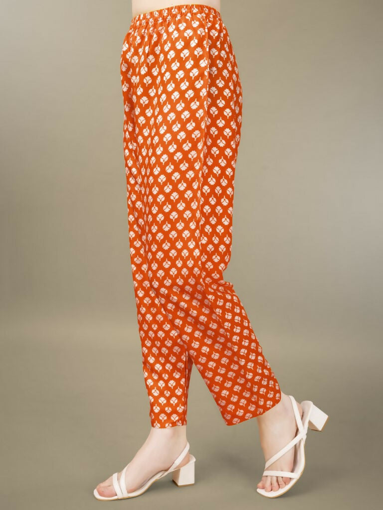 Jyoti Fashion Women's Orange Rayon Embroidery & Sequence work Kurta with Trouser & Dupatta | Swadesiicart