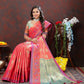 Lorenvalley Fashion Peach Kanjivaram Silk Woven Design with Zari Weaving Saree - Swadesiicart