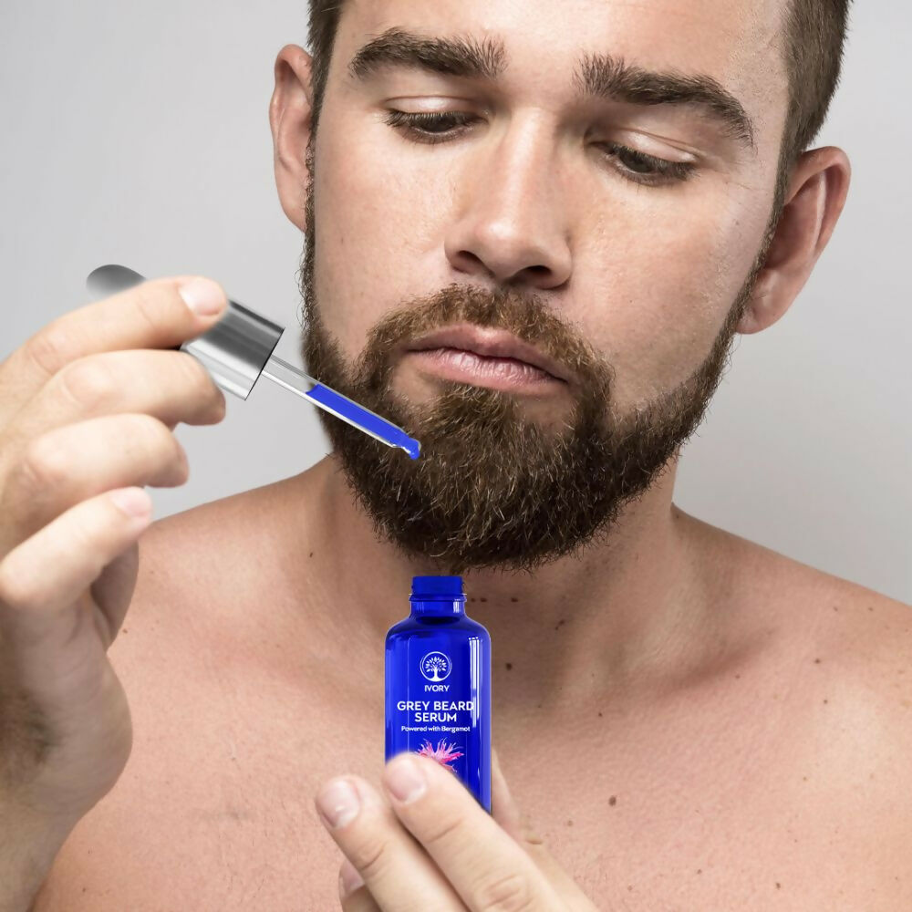 Ivory Natural Grey Beard Combo (Serum, Cream, Wash & Gel) Restore Your Silver Beard To Natural Color | Swadesiicart
