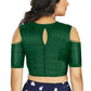 Aastha Fashion Women's Green Art Silk Cold Shoulder Sleeve Readymade Blouse