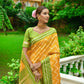 Vishnu Weaves Women's Yellow Handloom Raw Silk Zari Woven Saree with Blouse - Swadesiicart