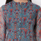Myshka Women's Beautiful Organza Printed Printed 3/4 Sleeve Round Neck Casual Multicolor Tunic
