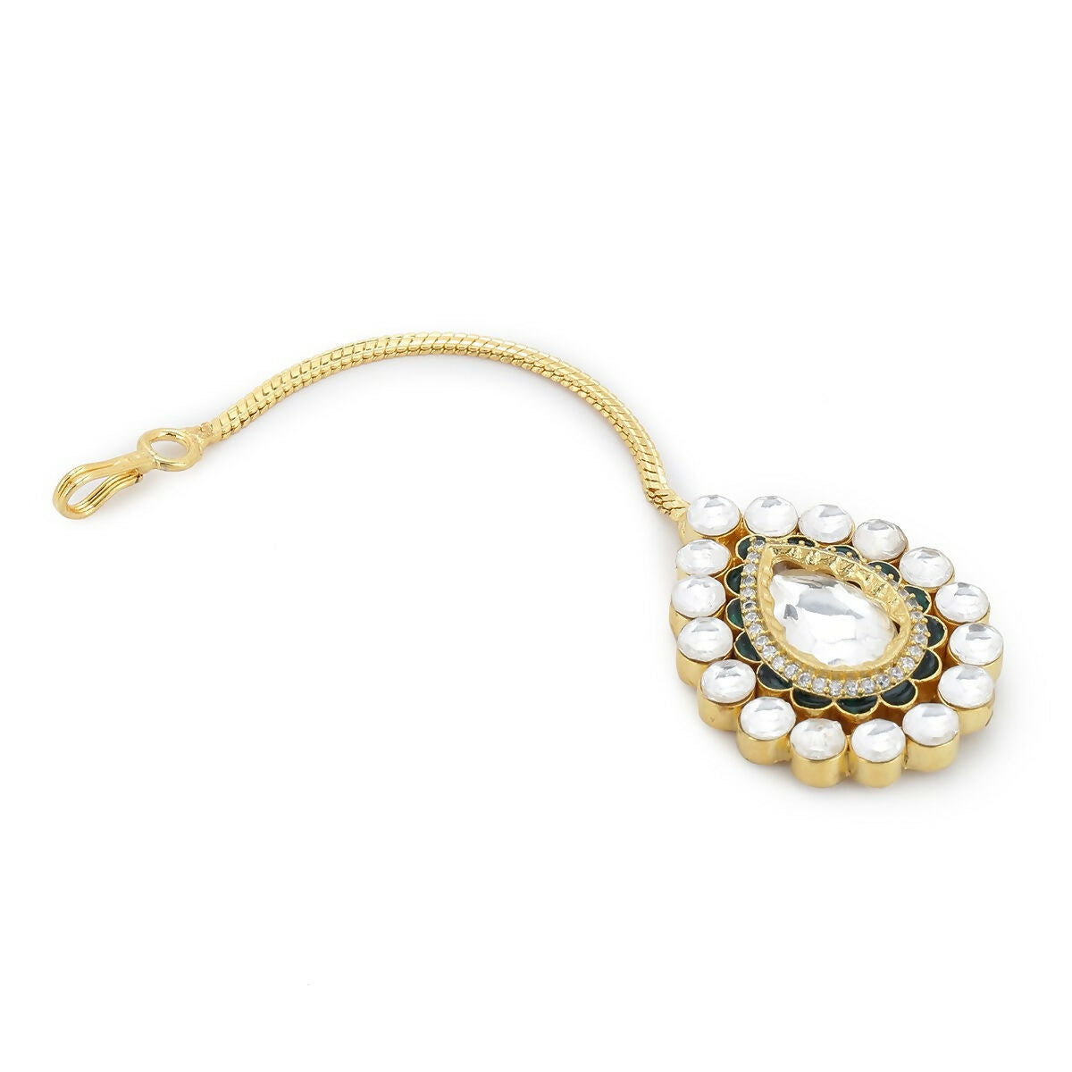 Tear Drop Kundan Maang Tikka- Ruby Raang | Swadesiicart