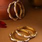 NVR Women's Set of 4 Gold-Polished Traditional Pearls Beaded Bangles - Swadesiicart
