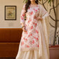 The52 White Women's Gorgeous Embroidered Chinon Fabric Straight Kurta Palazzo and Dupatta Set - Swadesiicart