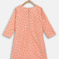 Ahalyaa Peach Crepe Gold Printed Kids Kurta Sets With Dupatta For Girls | Swadesiicart
