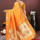 Lorenvalley Fashion Orange Soft Paithani Silk Woven Design Gold Zari Meenakari Weaving Saree - Swadesiicart