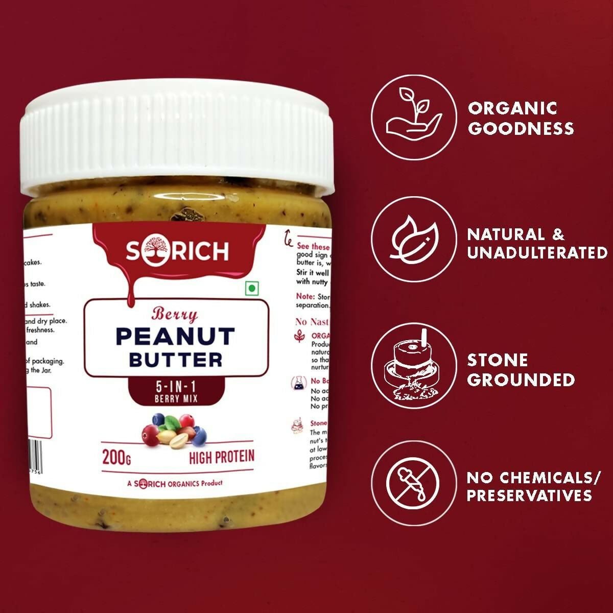 Sorich Organics All Natural Berry Creamy Peanut Buttery - Swadesiicart