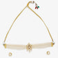 Gold-Polished White Pearl Kundan Choker With Studs - Ruby Raang | Swadesiicart