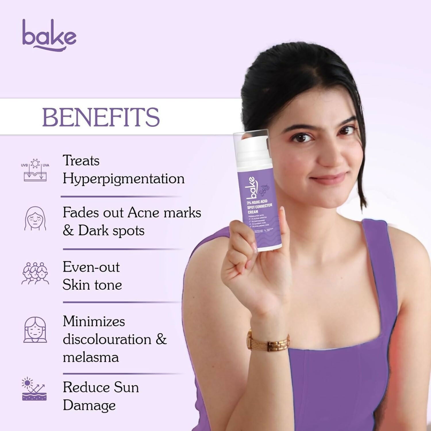 BAKE 3% Kojic Acid Spot Corrector Cream with Alpha Arbutin for Pigmentation | Swadesiicart