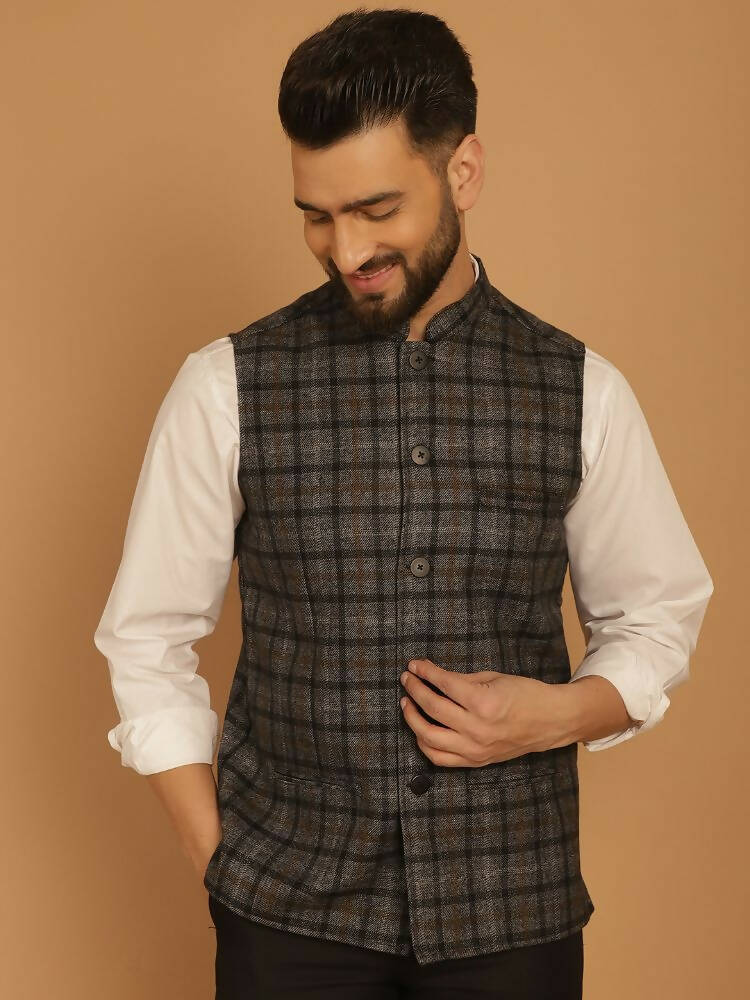 Even Apparels Pure Wool Nehru Jacket - Grey | Swadesiicart