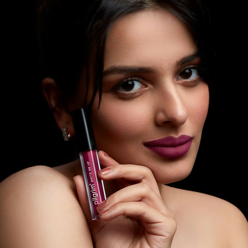 Pilgrim Liquid Matte Lipstick with Hyaluronic Acid - Wine Spill - Swadesiicart