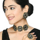 Mominos Fashion Joharkamal Gold-Polished Brass Finish Stone Choker For Women & Girls (Grey) | Swadesiicart