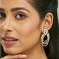 Nuyug 22K Gold-Plated Floral Motif Zircon Stone Studded Teardrop Shaped Elegant Drop Dangler Earrings | Swadesiicart