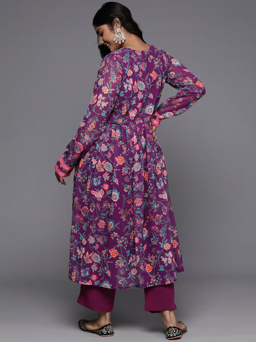 Ahalyaa Women's Traditional wear Kurta Set - Purple | Swadesiicart