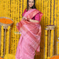Very Much Indian Rajsi - Handloom Ari Checks Cotton Silk Saree With Golden Border - Pink | Swadesiicart