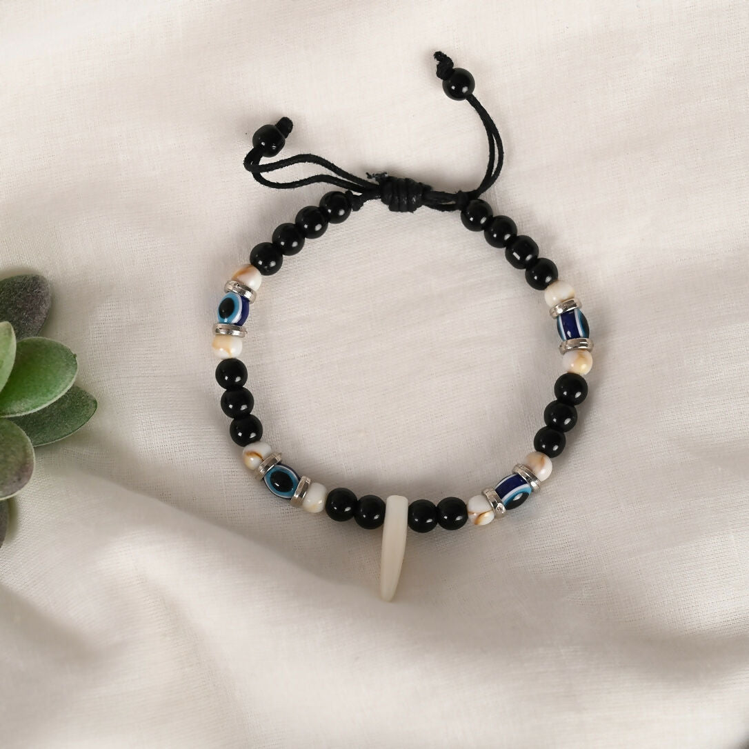 NVR Men & Women Pearl Evil Eye Adjustable Bracelet - Swadesiicart