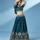 House of Panchhi Teal - Pure Georgette Embroidered Lehenga | Swadesiicart