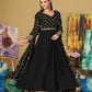 Jyoti Fashion Women's Black Georgette Embroidered Anarkali Kurta Pant Set With Dupatta | Swadesiicart