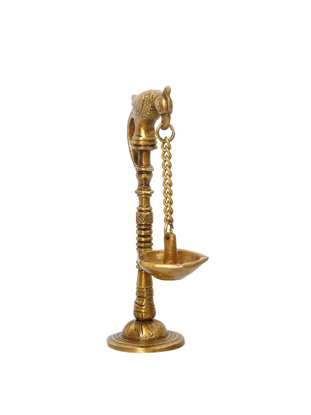eCraftIndia Gold Toned Decorative Brass Parrot Diya | Swadesiicart