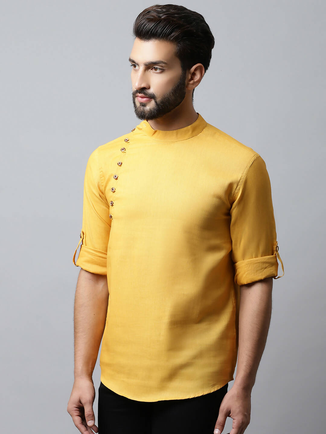 Even Apparels Yellow Color Pure Cotton Men's Kurta With Side Placket (MMS1130) | Swadesiicart
