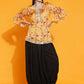 Women Republic Yellow Printed Satin Georgette Shirt With Bell Sleeves And Dhoti | Swadesiicart