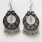 NVR Women's Silver-Plated German Silver Oxidised Chandbali Earrings - Swadesiicart