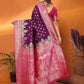 Joban Fashion Banarasi Purple Woven Soft Silk Saree | Swadesiicart