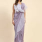 Light Purple Lycra Solid Ready to Wear Saree with stitched Blouse - Nita | Swadesiicart