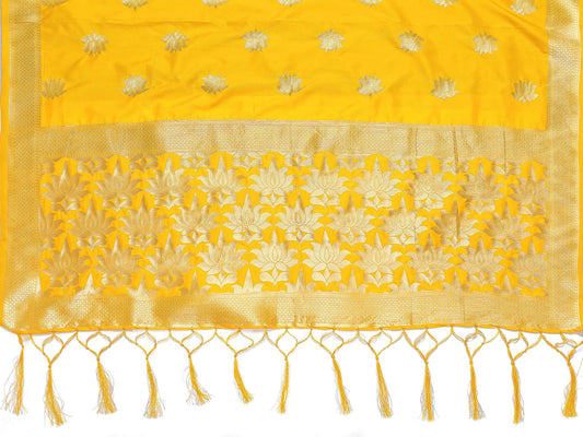 Mimosa Women's Gold Banarasi Art Silk Dupatta | Swadesiicart