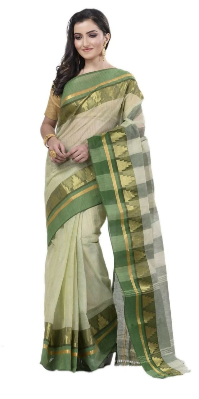 Exclusive Collection Off White 100% Pure Cotton Tant Saree - Swadesiicart