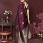 Joban Fashion Wine Floral Banarasi Silk Sarees | Swadesiicart
