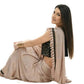 Mominos Fashion All Season Wear Beige And Black Colour Ruffled Ready To Wear Saree - Swadesiicart